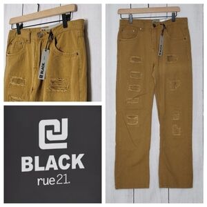 Rue21 Black Bootcut Distressed Jeans Men's 28W 30L Tan Brown